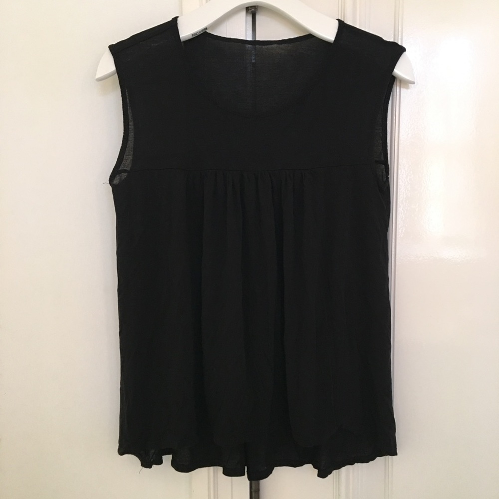 Zara Black Basic Babydoll Top